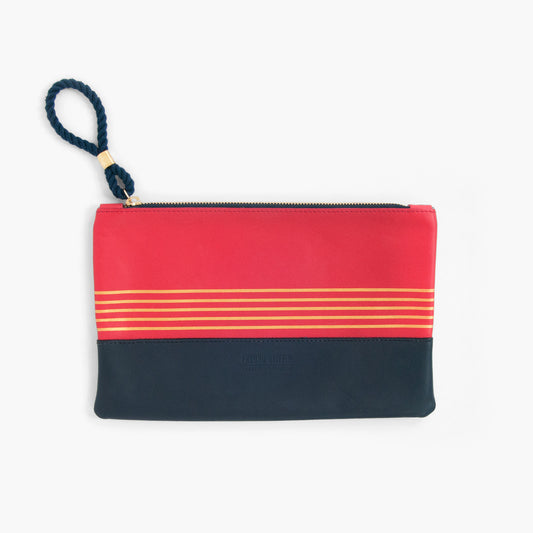 Buoy Block Clutch in Coral Red + Navy
